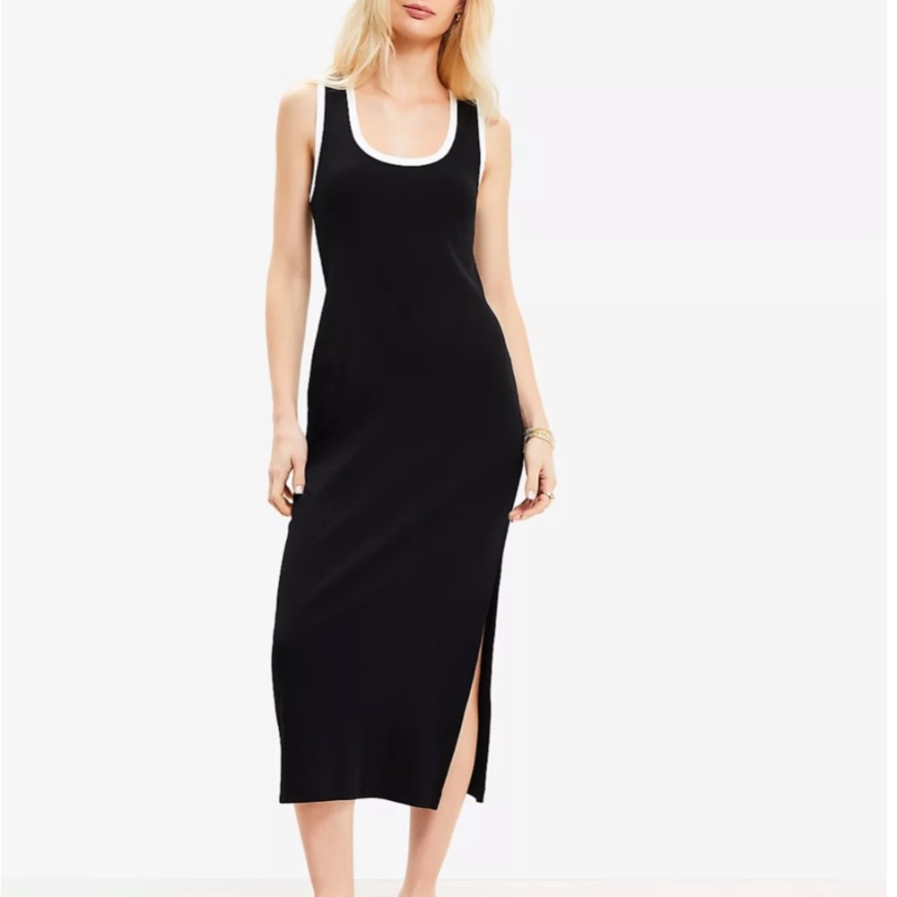 Loft Black and White tanktop Midi Dress